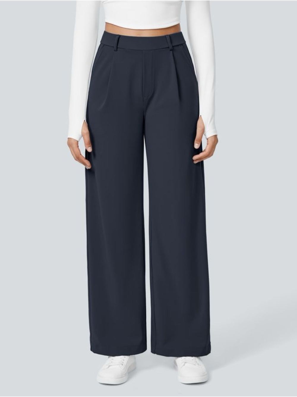 HALARA Wide-Leg High-Waist Pants in Navy XLP